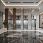 Commercial Elevator Bank in Corporate Tower